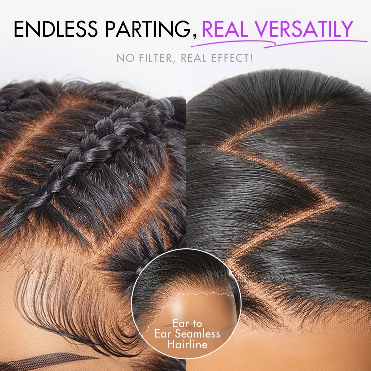 PreMax Wigs - 180% Density Body Wave / Straight Glueless 13x4 Frontal Lace Long Wig Pre-Cut Lace - Image 8