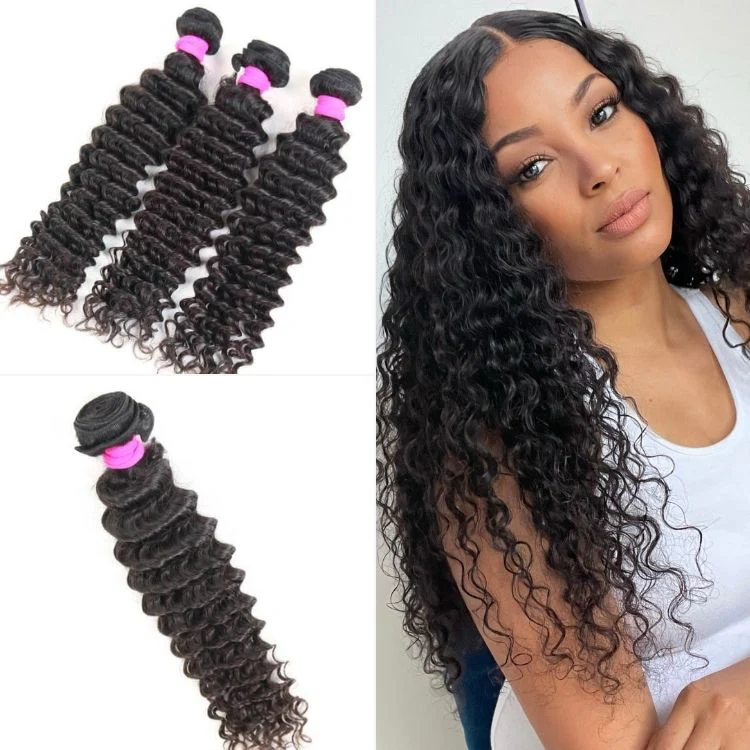 3pcs Body Wave / Water Wave / Deep Wave / Yaki Straight / Silky Straight 100% Virgin Human Hair Bundles - Image 3