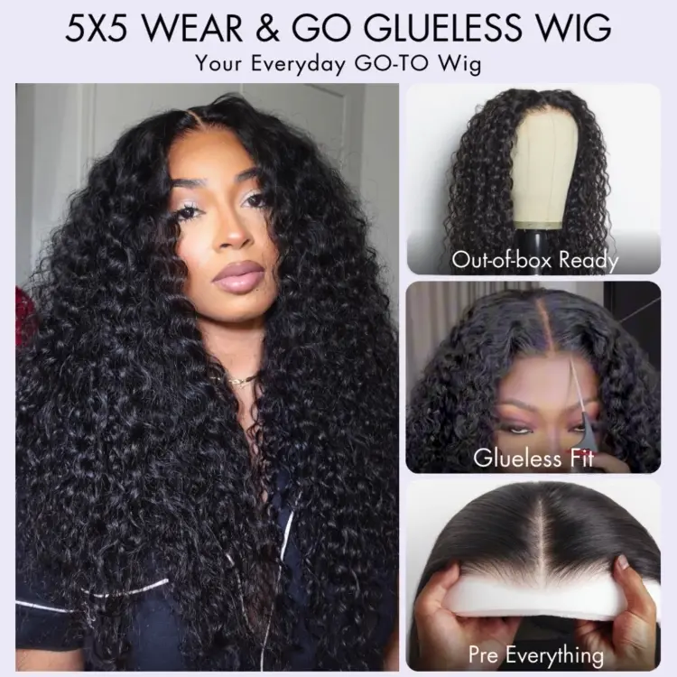 AiryFit™ Scalp Care Wigs | Effortless Water Wave Snugfit Glueless 5x5 Closure Pre-Cut Lace Curly Wig - Image 3