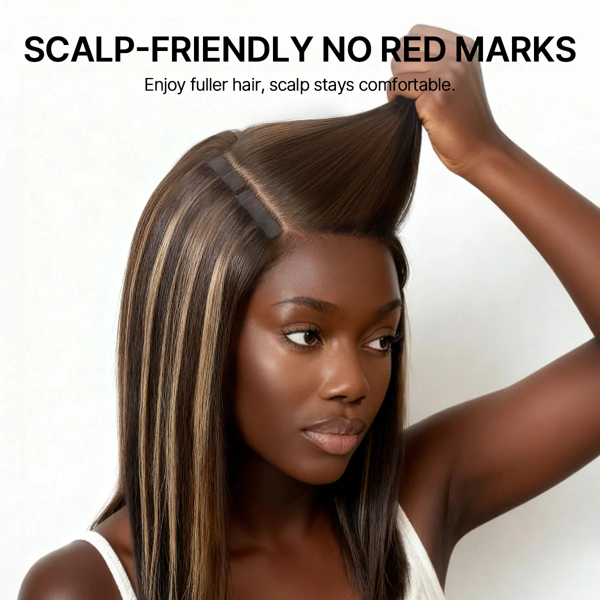 Chocolate Caramel Highlight Tape In Hair Extensions Human Hair 20pcs 50g Silky Straight Invisible Double Sided Tape Extensions - US Only - Image 5