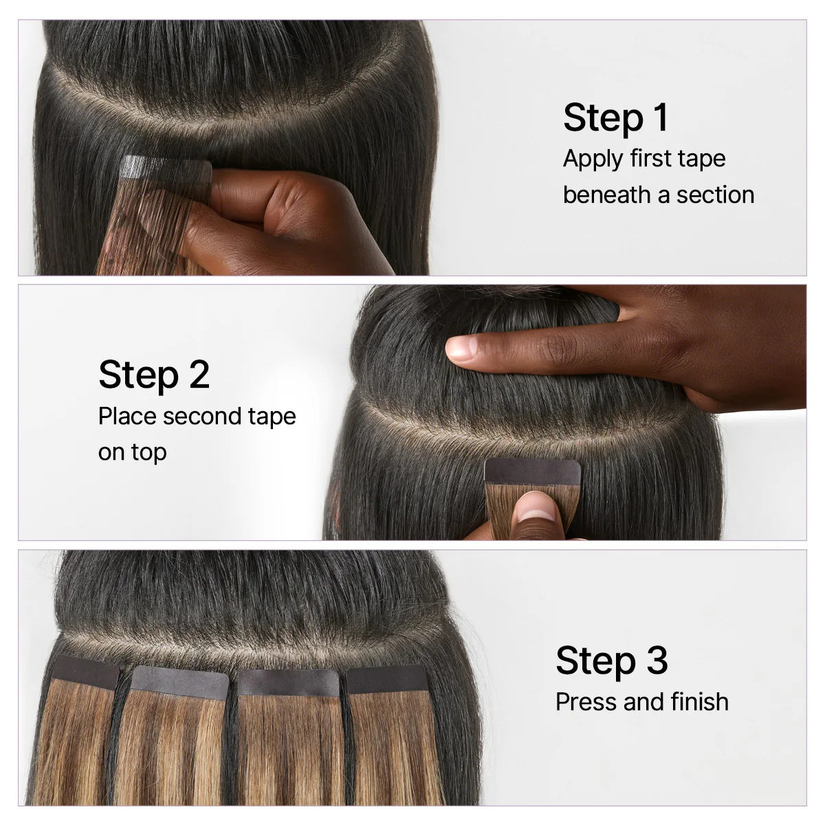 Chocolate Caramel Highlight Tape In Hair Extensions Human Hair 20pcs 50g Silky Straight Invisible Double Sided Tape Extensions - US Only - Image 7