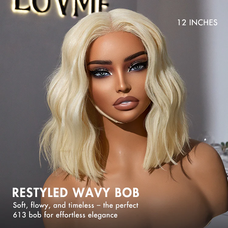 Easily Redyed 613 Blonde Blunt Cut Bob Wig Glueless Deep Middle Part 2x6 HD Lace Wig Pre-Cut Lace - Image 3