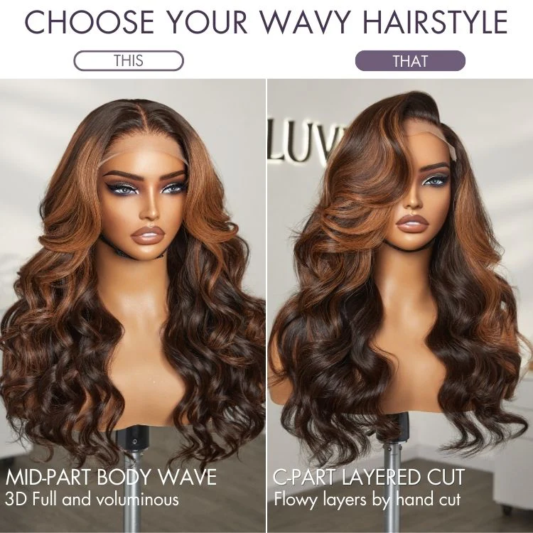 Luvme Hair 180% Density Elegant Copper Ombre Highlights Loose Body Wave Glueless 5x5 Closure Wig Breathable Cap - Image 3