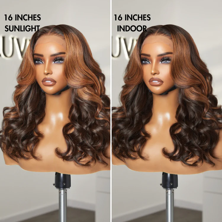 Luvme Hair 180% Density Elegant Copper Ombre Highlights Loose Body Wave Glueless 5x5 Closure Wig Breathable Cap - Image 5