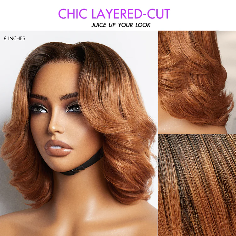 Exclusive Sale | 1 SEC INSTALL WIG | Elegant Boss Vibe Short Pixie Cut Natural Black / Ombre Brown Glueless Minimalist HD Lace Wig Pre Cut Lace - Image 4