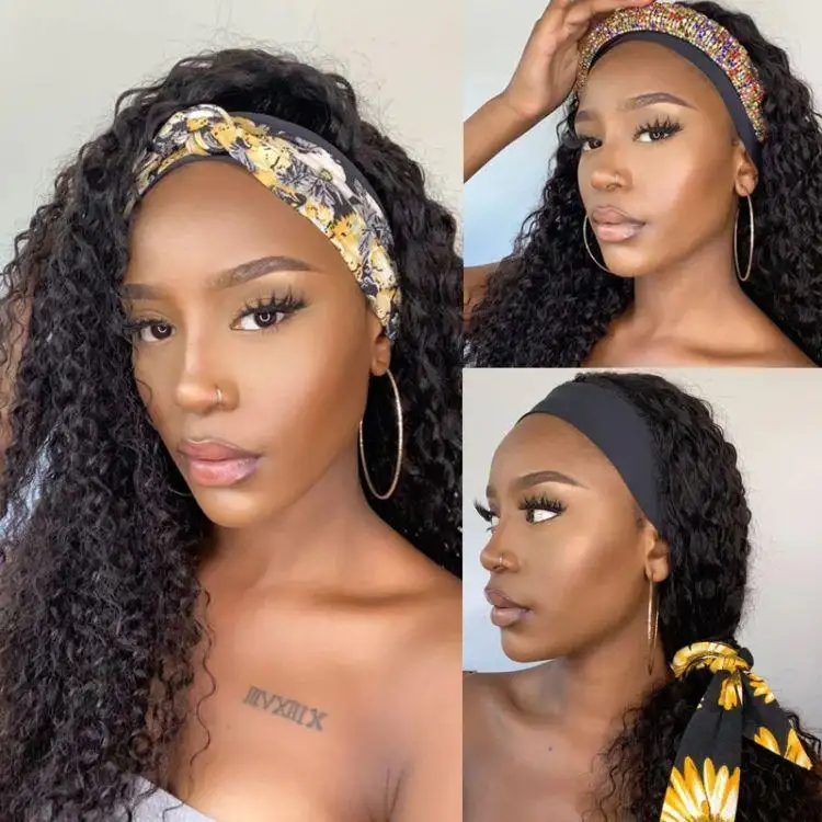 Exclusive Sale | Black / Brown Highlight Deep Wave Headband Wig (Get Free Trendy Headbands) - Image 10