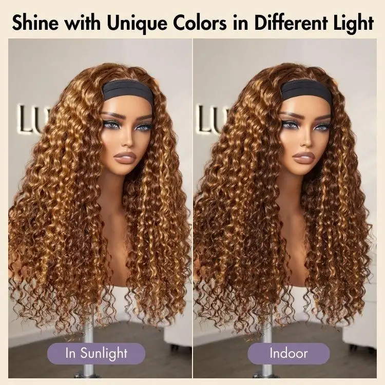 Exclusive Sale | Black / Brown Highlight Deep Wave Headband Wig (Get Free Trendy Headbands) - Image 12