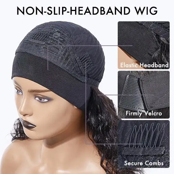 Exclusive Sale | Black / Brown Highlight Deep Wave Headband Wig (Get Free Trendy Headbands) - Image 13
