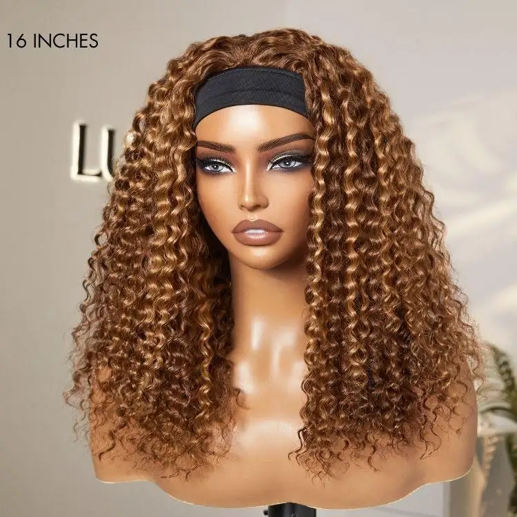 Exclusive Sale | Black / Brown Highlight Deep Wave Headband Wig (Get Free Trendy Headbands) - Image 15