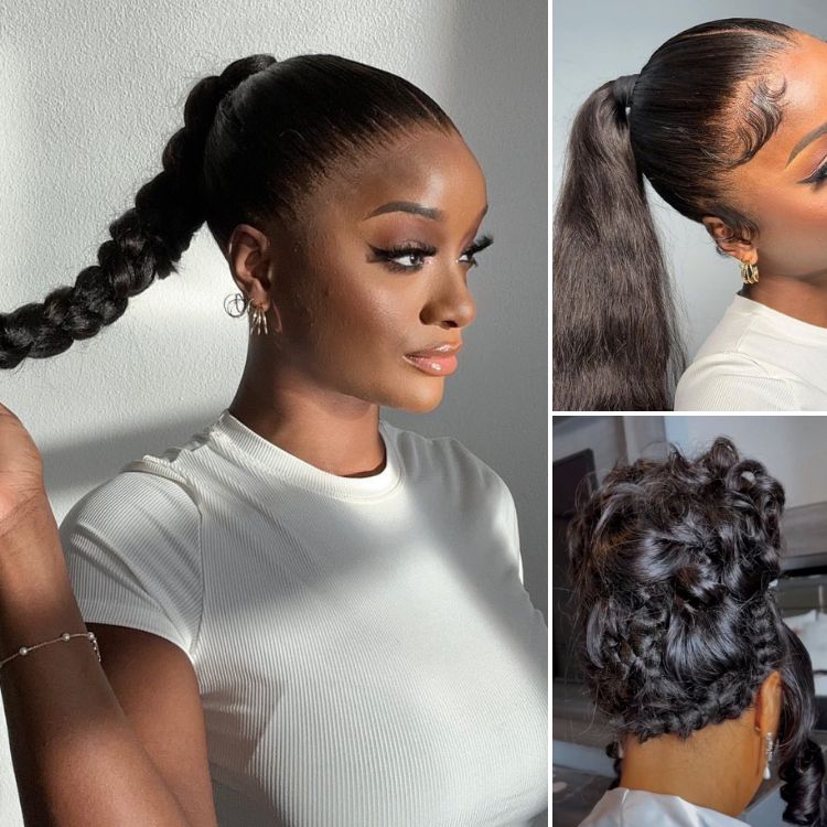 Exclusive Sale | Luvme Hair Full Lace Classy Natural Black Body Wave / Straight Free Parting Half Up Half Down Wig - Image 3