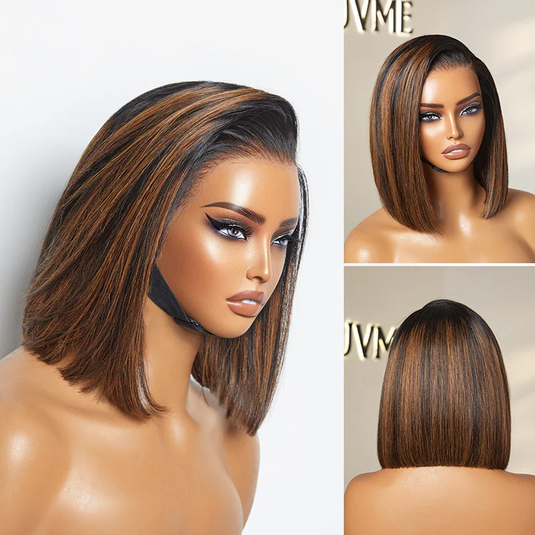 Exclusive Sale | PreMax Super Natural Hairline Silky Blunt Cut Bob Glueless 13x4 Frontal Lace Human Hair Short Wig Pre-Cut Lace - Image 11