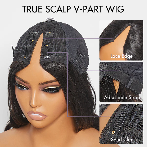 Exclusive Sale | Protective V Part Glueless Long Wig 100% Human Hair (Kinky Straight / Body Wave / Jerry Curly) - Image 8