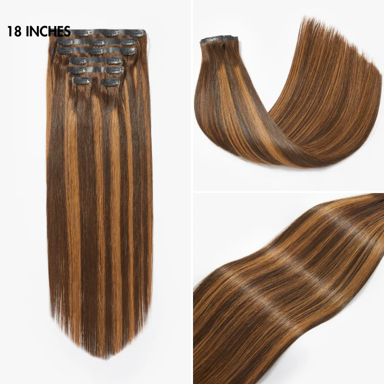 Highlights Silky Straight / Kinky Curly / Deep Wave Clip in Extensions Human Hair 135g 9pcs / 7pcs with Free Gift - Image 6