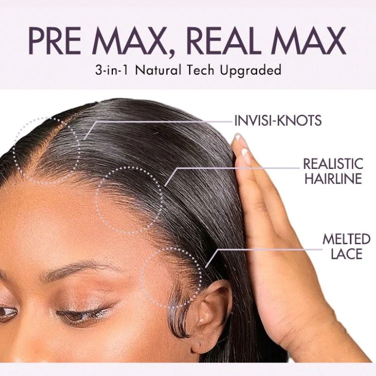 PreMax Wigs - Honey Brown with Blonde Highlights / Natural Black Bouncy Body Wave Glueless 13x4 Frontal Lace Human Hair Wig - Image 13