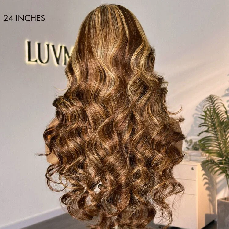 Honey Golden blonde / Natural Black Loose Body Wave Glueless 13x4 Lace Front Wig 100% Human Hair - Image 13