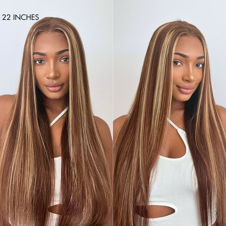 Luvme Hair 180% Density Honey Blonde Highlight Silky Straight Glueless 5x5 Closure HD Lace Long Wig - Image 3