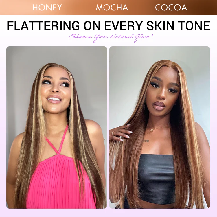 Luvme Hair 180% Density Honey Blonde Highlight Silky Straight Glueless 5x5 Closure HD Lace Long Wig - Image 5
