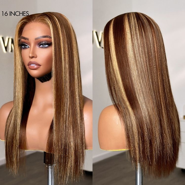 Luvme Hair 180% Density Honey Blonde Highlight Silky Straight Glueless 5x5 Closure HD Lace Long Wig - Image 7