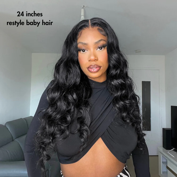 Jet Black Loose Body Wave Glueless 5x5 Closure Lace Wig 100% Human Hair - Image 11
