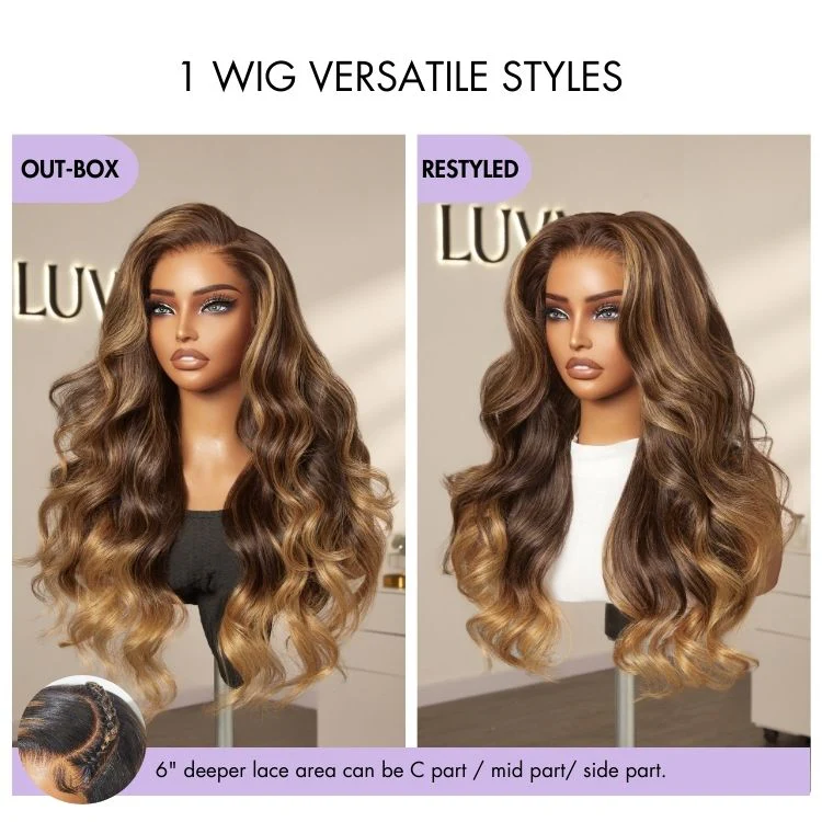 Luvme All-Day Comfort™ Wig 180% Density Sun-Kissed Blonde Ombre Highlight Loose Body Wave Glueless 7x6 Closure HD Lace Wig Pre-Cut Lace - Image 4