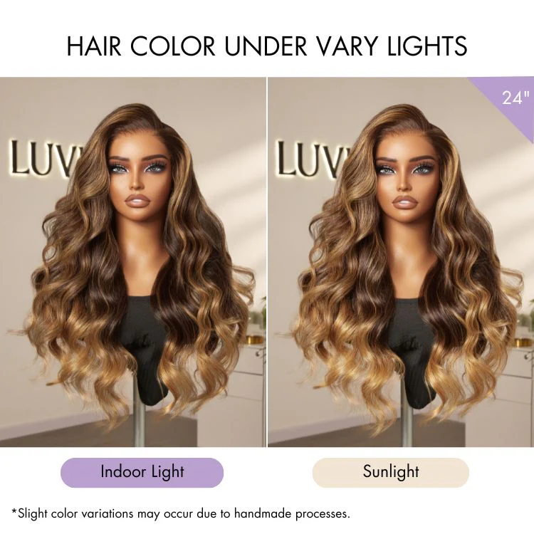 Luvme All-Day Comfort™ Wig 180% Density Sun-Kissed Blonde Ombre Highlight Loose Body Wave Glueless 7x6 Closure HD Lace Wig Pre-Cut Lace - Image 9