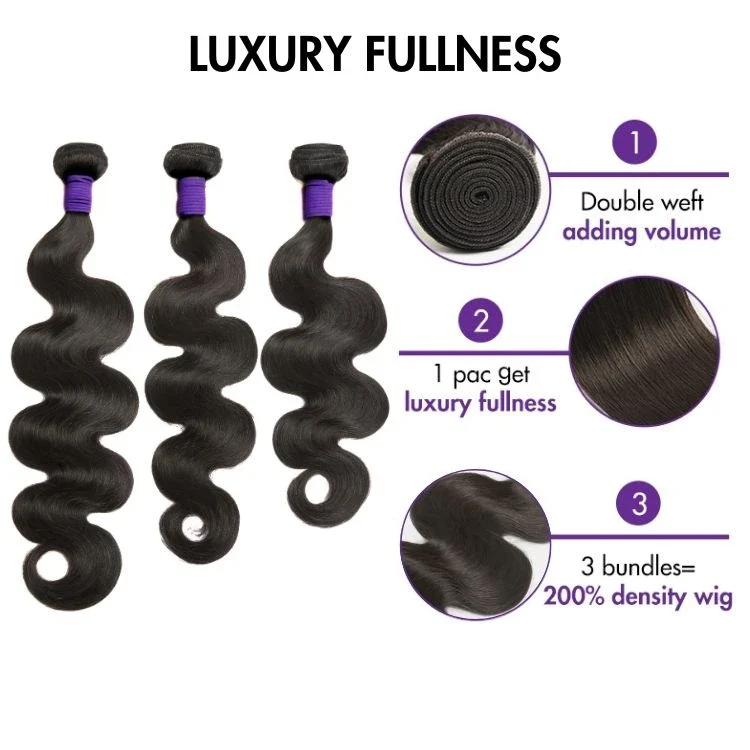 Upgraded Brazilian Hair Body Wave 3 Bundles with 5x5 HD Lace Closure - Image 3