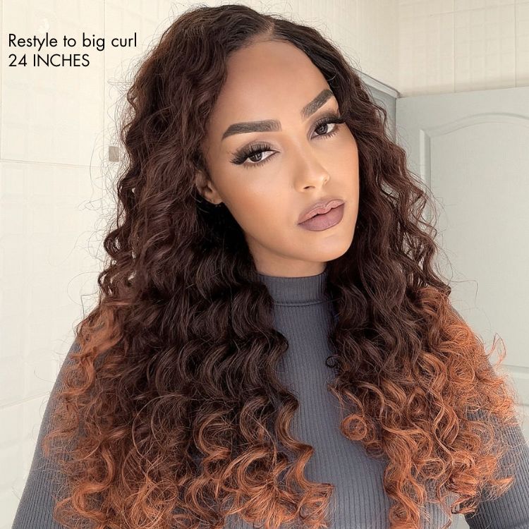 Luvme Hair PartingMax Glueless Wig Ombre Copper Brown Water Wave 7x6 Closure HD Lace Wig  - US Only - Image 6