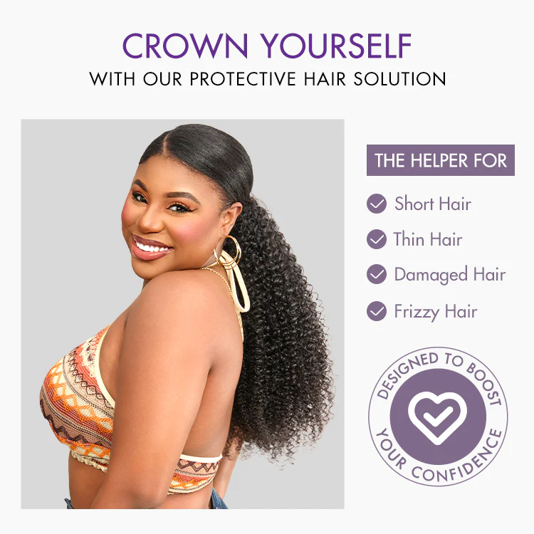 Luvme Too Easy Texture™ Kinky Curly Flexi-Fit Invisible Drawstring Clip-In Ponytail Extension Human Hair - Image 3