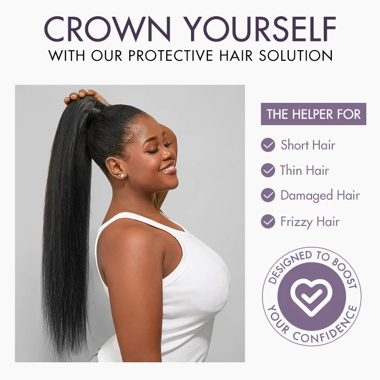 Natural Black Sleek Long Straight Wrap Around Ponytail Hair Extension Virgin Hair - Image 3