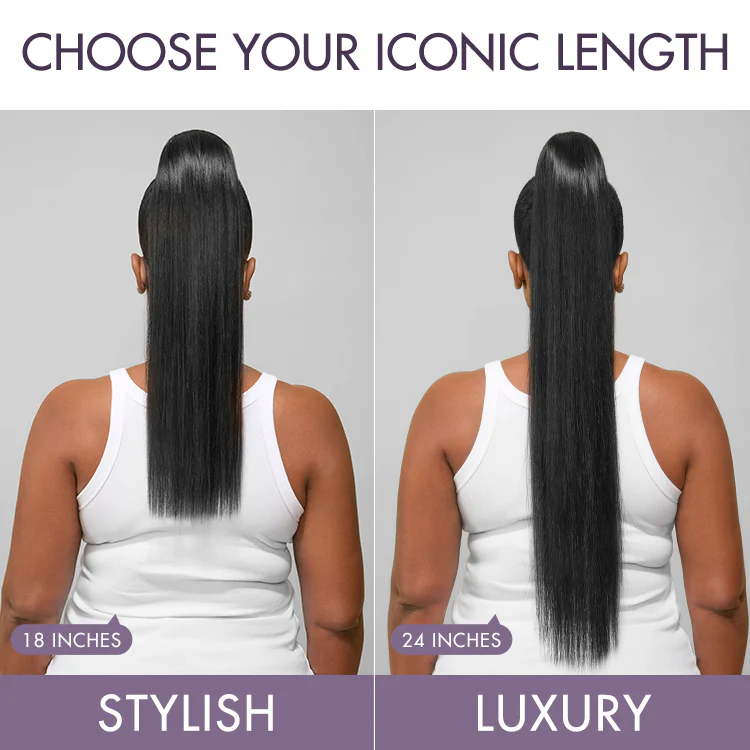 Natural Black Sleek Long Straight Wrap Around Ponytail Hair Extension Virgin Hair - Image 4