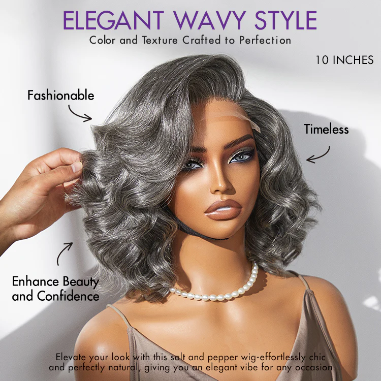 Mature Boss Salt and Pepper Bouncy Egg Curls Glueless Minimalist HD Lace Grey Wig - Image 4