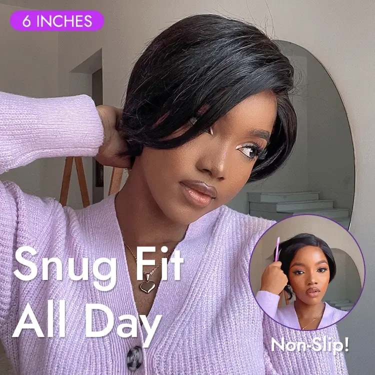 New Customers Only | Affordable Pixie Cut Minimalist HD Lace Glueless Wig Pre-Cut Lace - Image 8