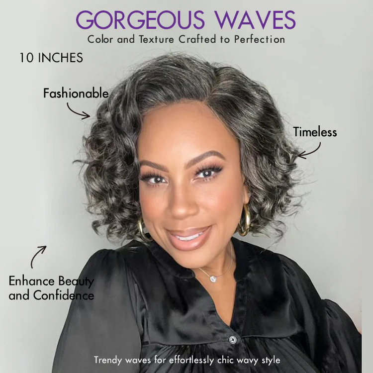 New Customers Only | Boss Vibe Salt & Pepper Layered Bob / Body Wave Glueless Pre-Cut Minimalist Lace Grey Wig - Image 11