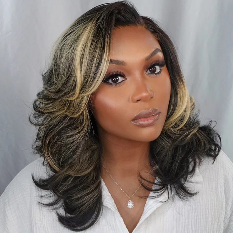New Customers Only | Effortlessly Chic Layered Haircut Wavy Glueless HD Minimalist Lace Short Wig - Image 17