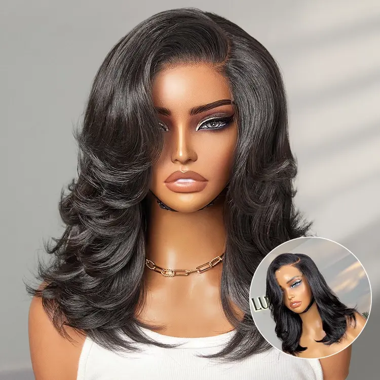 New Customers Only | Effortlessly Chic Layered Haircut Wavy Glueless HD Minimalist Lace Short Wig - Image 22