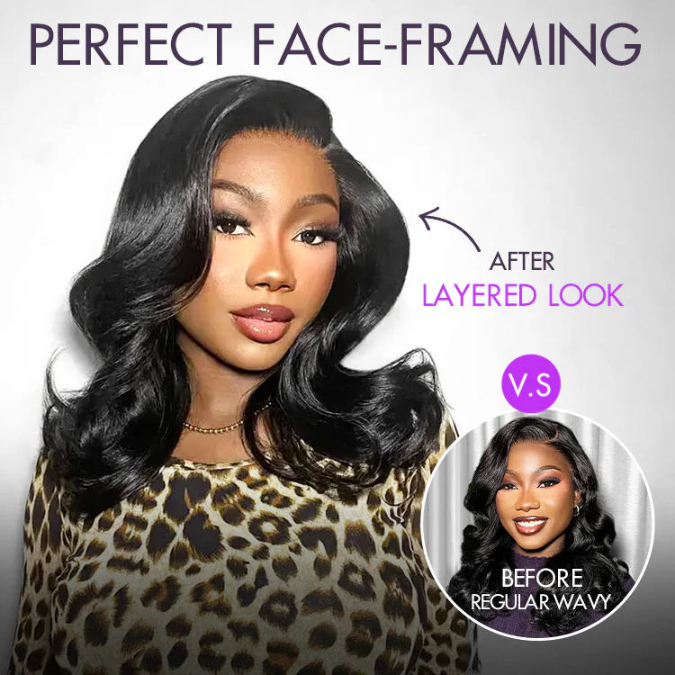 New Customers Only | Effortlessly Chic Layered Haircut Wavy Glueless HD Minimalist Lace Short Wig - Image 6