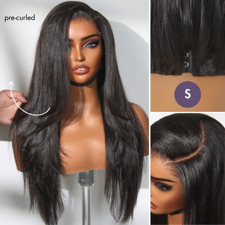 New Customers Only | Luvme All-Day Comfort™ Wig Layered Light Yaki Straight Glueless 7x6 Closure HD Lace Human Hair Wig Pre-Cut Lace - Image 4
