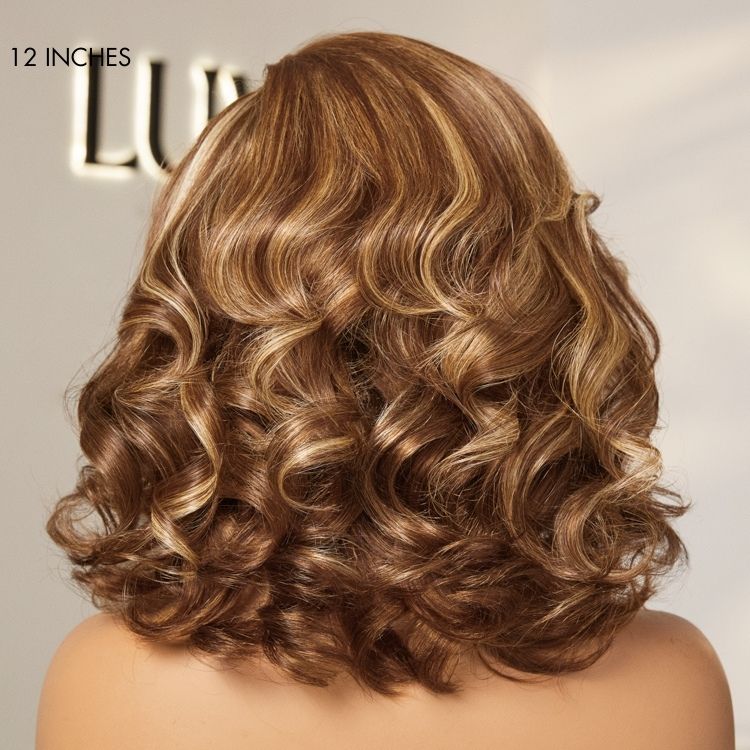 New Customers Only | PreMax Wigs - Honey Blonde Highlight / Natural Black / Ombre Blonde Bouncy Body Wave Glueless 13x4 Frontal Lace Human Hair Wig - Image 10