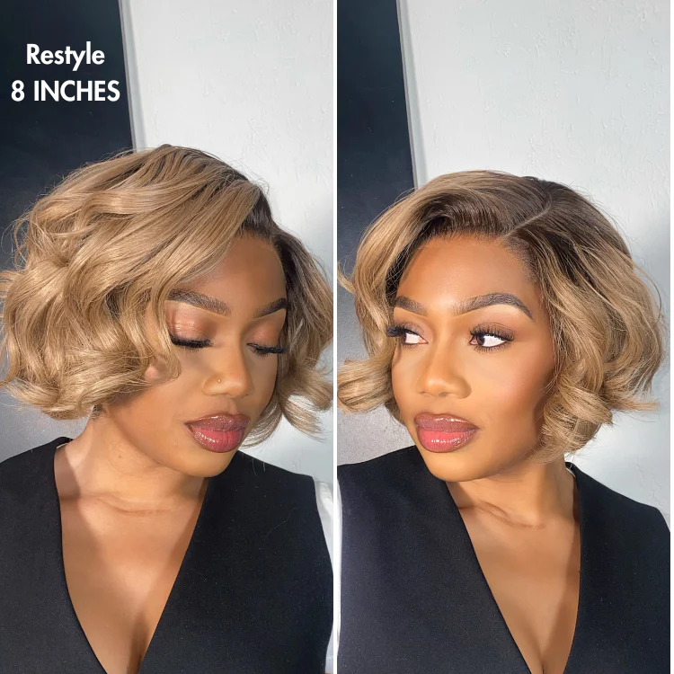 Ash Blonde Ombre Blunt Cut Bob Glueless Minimalist HD Lace Short Bob Wig Ready to Go Pre-Cut Lace - Image 3
