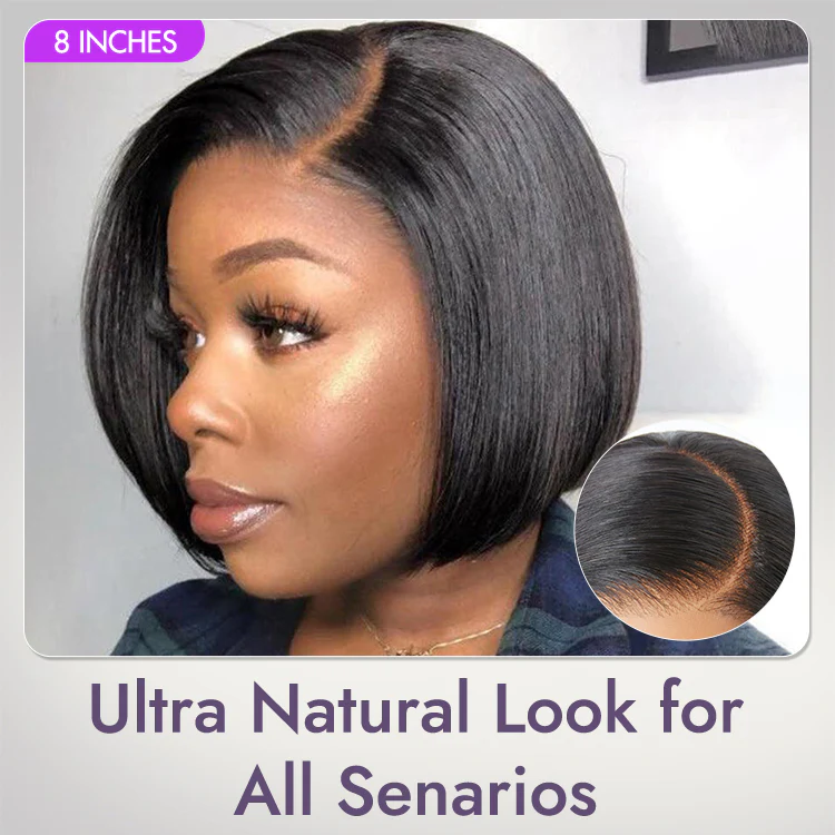 Put On & Go Blunt Cut Straight Bob Minimalist HD Lace Glueless C Part Wig - US Only - Image 7