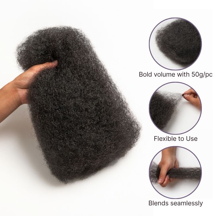 Readitress™ Afro Kinky Bulk Human hair for Dreadlock Extensions, Repair Locs, Twists and Braids - Image 3