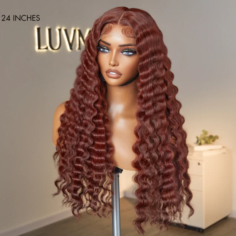Retro Trends Dark Reddish Brown Ocean Wave Glueless 5x5 Closure Lace Long Wig - US Only - Image 4