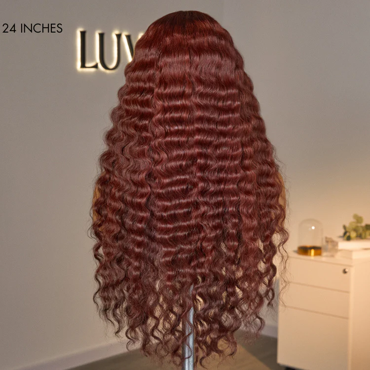 Retro Trends Dark Reddish Brown Ocean Wave Glueless 5x5 Closure Lace Long Wig - US Only - Image 5