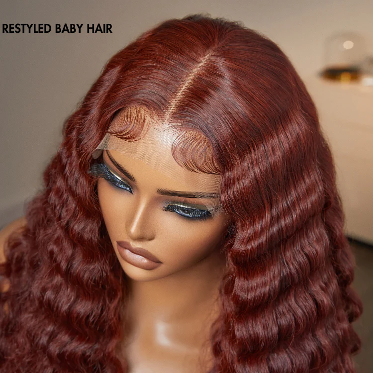 Retro Trends Dark Reddish Brown Ocean Wave Glueless 5x5 Closure Lace Long Wig - US Only - Image 6