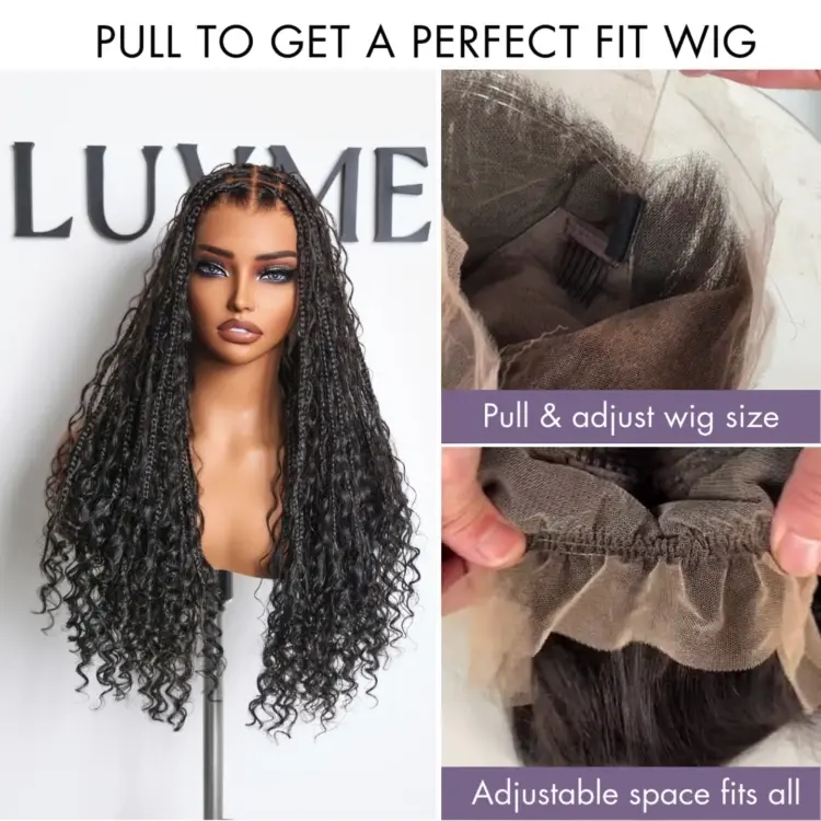 Special Offer | Flexi-Fit Invisi Drawstring Cap Full Lace Knotless Boho Curls Braided Long Wig Super Natural Scalp - Image 12