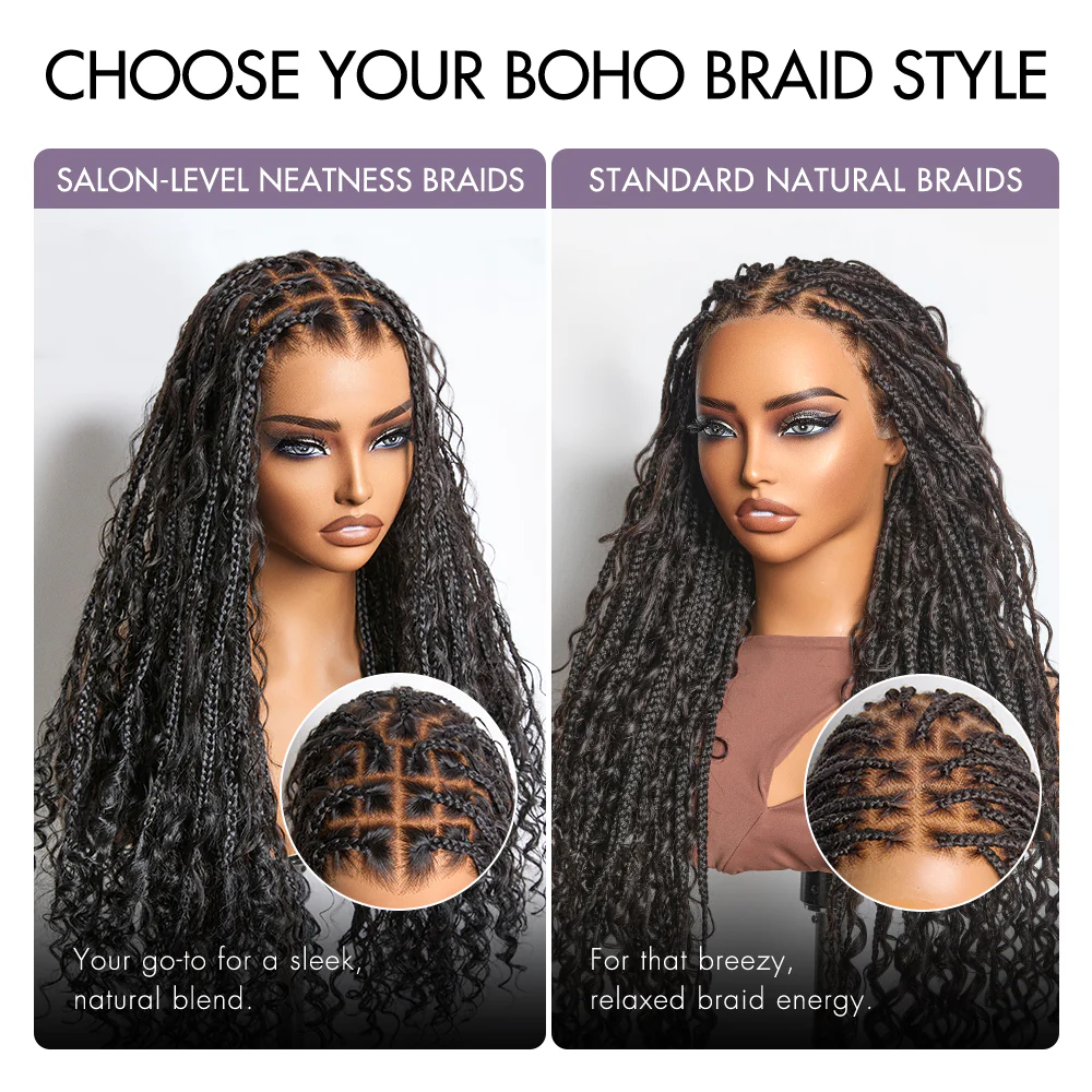 Special Offer | Flexi-Fit Invisi Drawstring Cap Full Lace Knotless Boho Curls Braided Long Wig Super Natural Scalp - Image 6