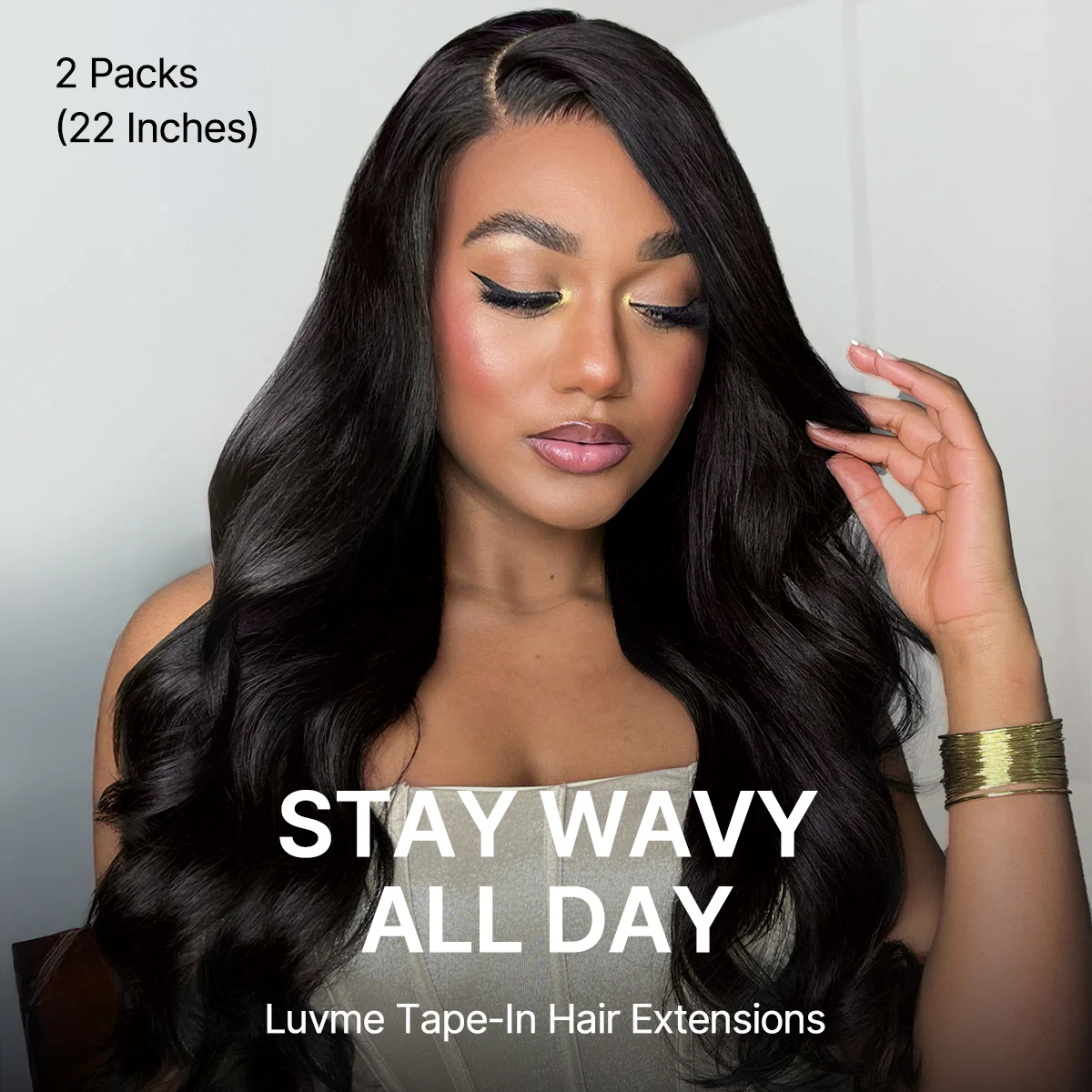 Tape in Extensions Human Hair 110g 40pcs Body Wave Natural Black Seamless Invisible Double Sided Extensions - US Only - Image 3