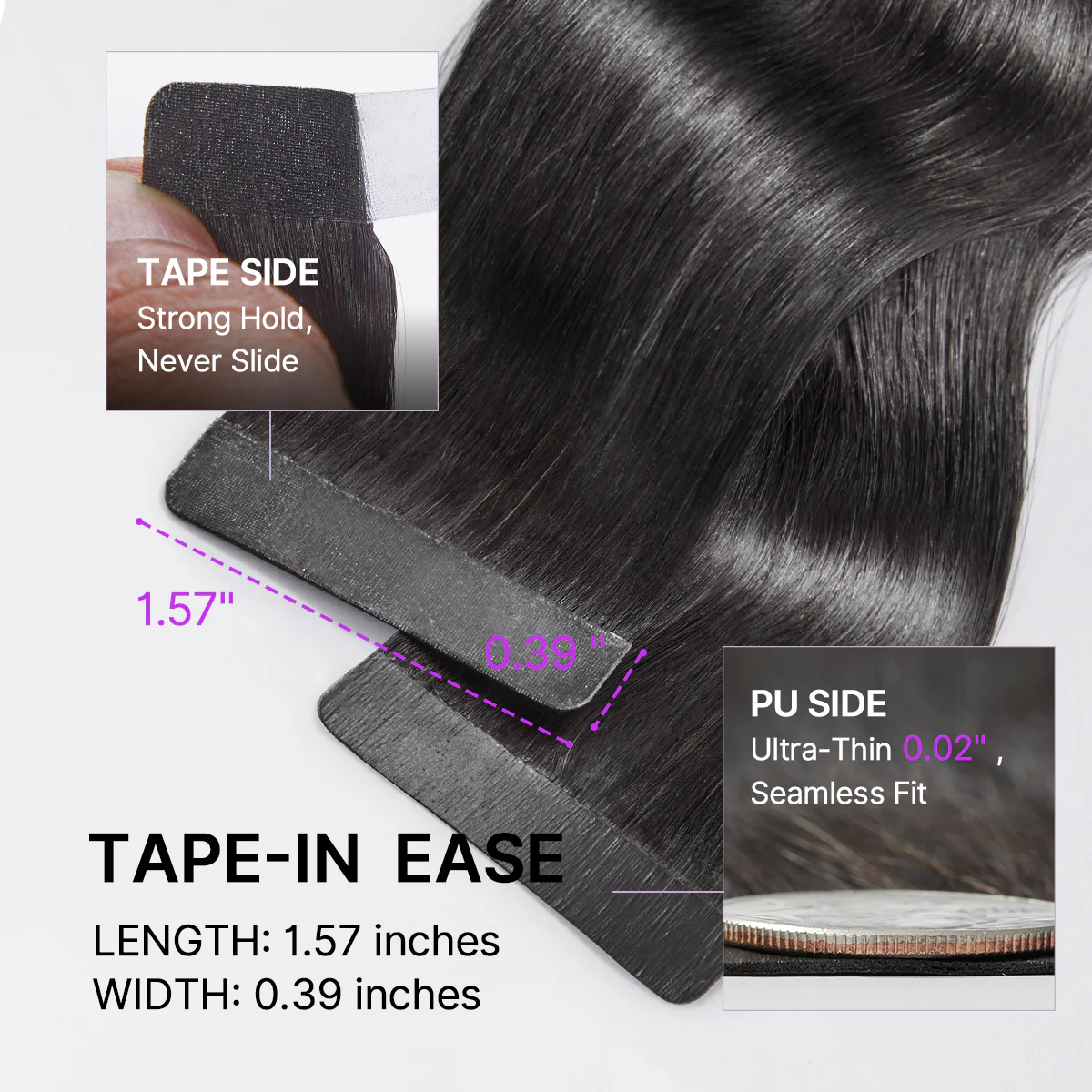 Tape in Extensions Human Hair 110g 40pcs Body Wave Natural Black Seamless Invisible Double Sided Extensions - US Only - Image 4
