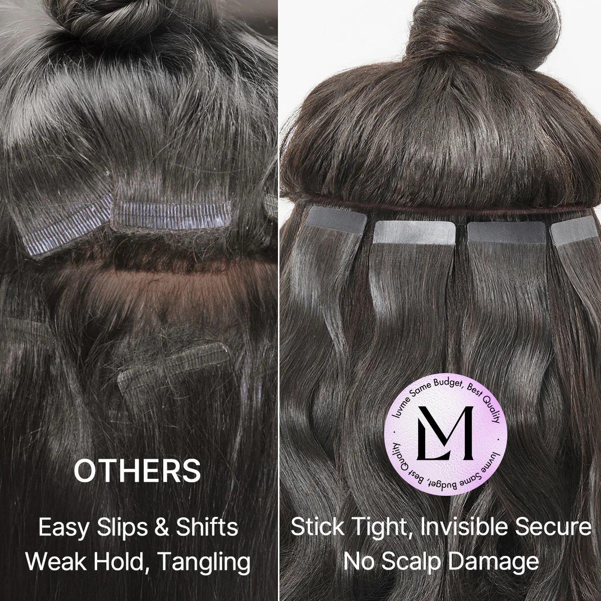 Tape in Extensions Human Hair 110g 40pcs Body Wave Natural Black Seamless Invisible Double Sided Extensions - US Only - Image 6