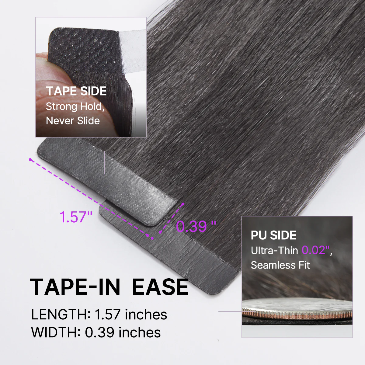 Tape in Extensions Human Hair 110g 40pcs Yaki Straight Natural Black Seamless Invisible Double Sided Extensions - US Only - Image 5